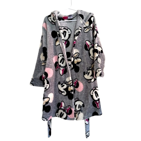 Disney Minnie Mouse Plush Robe Hooded Belted Girls Size S 6 - Picture 4 of 4